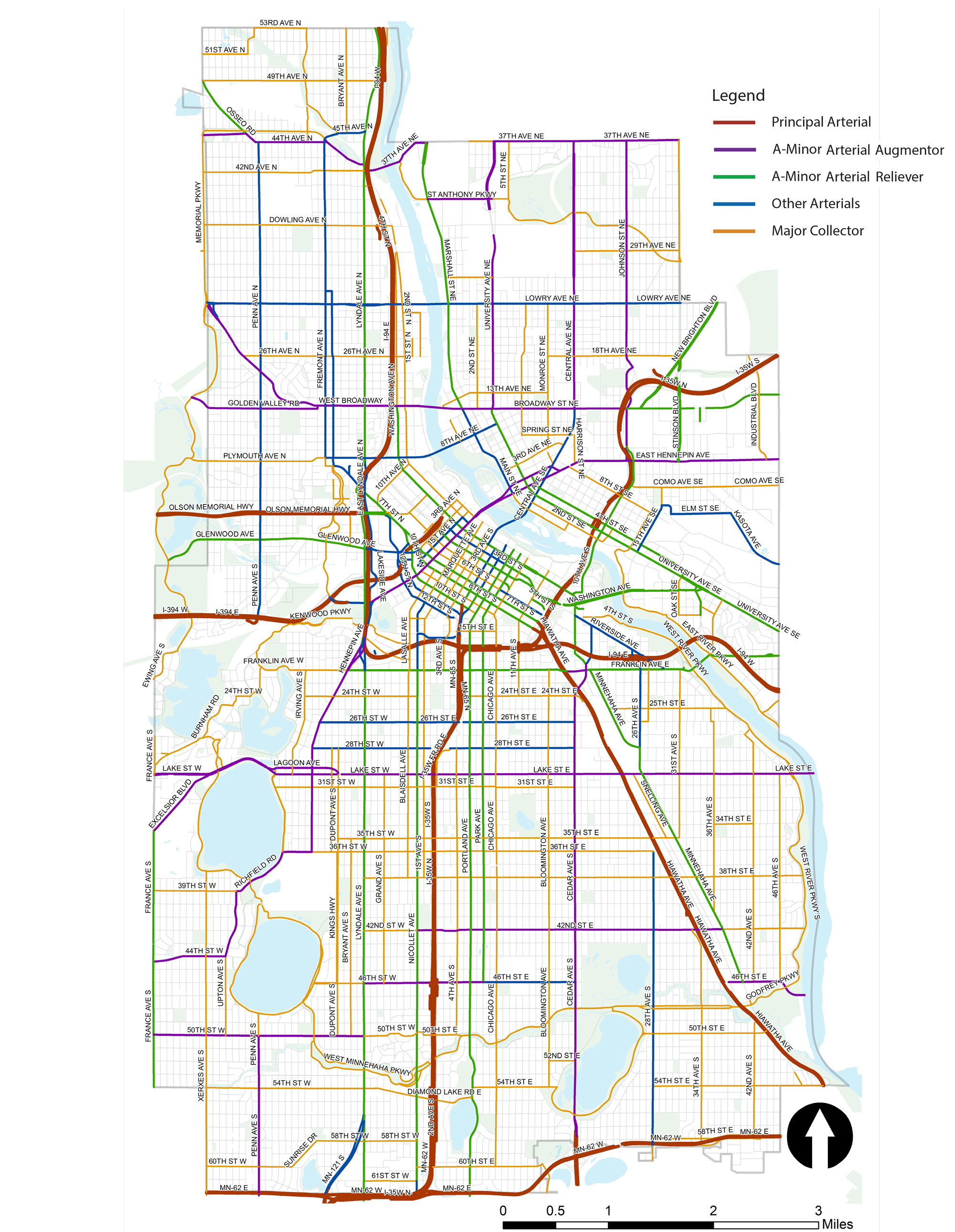 Functional classifications, in Minneapolis, as of 2020